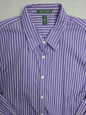 Lauren Ralph Lauren Purple Striped Men's Dress Shirt 2XL